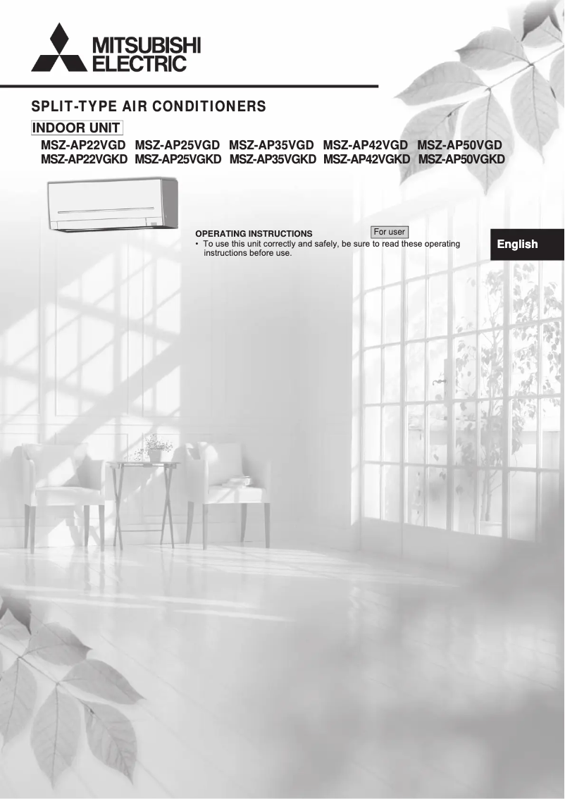 Image de la première page du manuel de l'appareil MSZ-AS90VGD