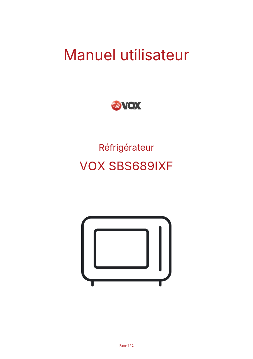 Image de la première page du manuel de l'appareil SBS689IXF