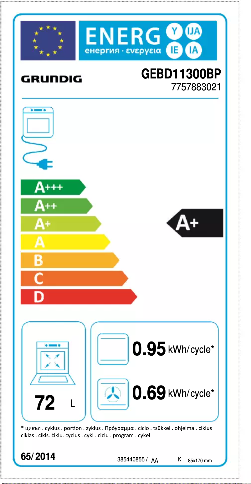 Page n°1 - Label énergétique Grundig GEBD11300BP
