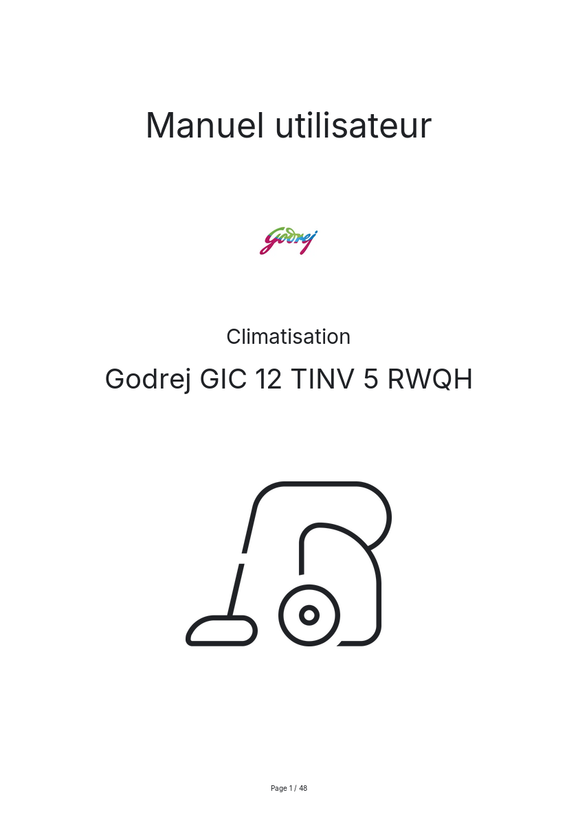 Page n°1 - Manuel utilisateur Godrej GIC 12 TINV 5 RWQH