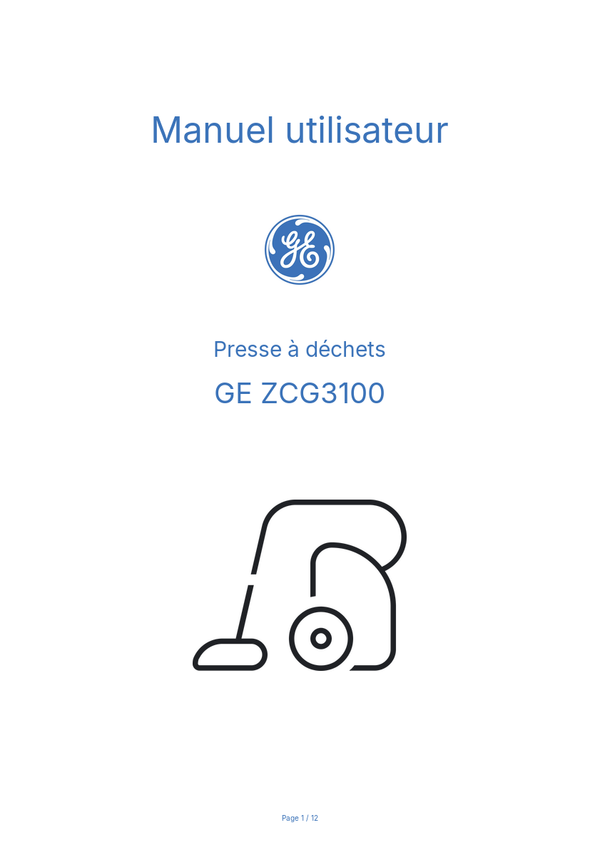 Image de la première page du manuel de l'appareil ZCG3100