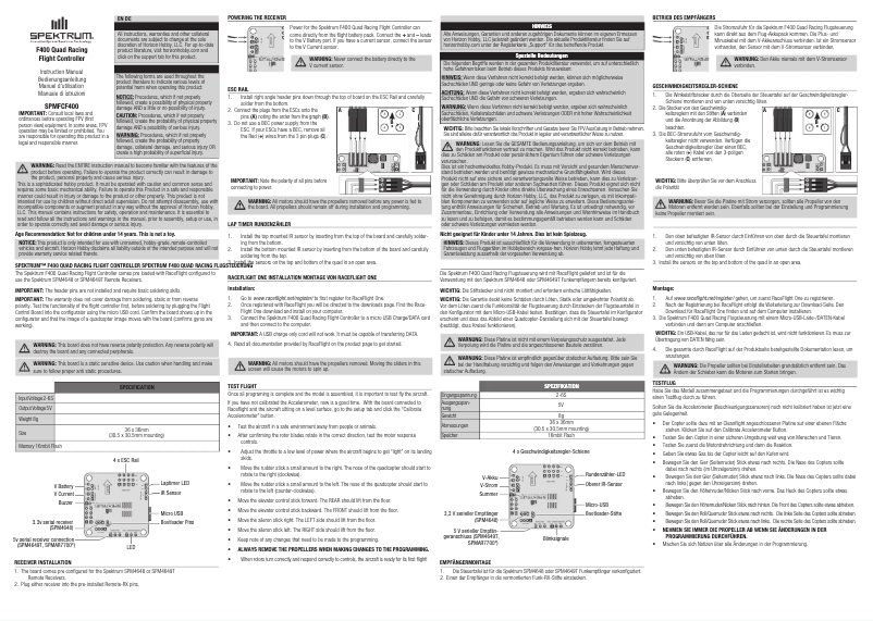 Page 1 de la notice Manuel utilisateur Spektrum SPMFCF400