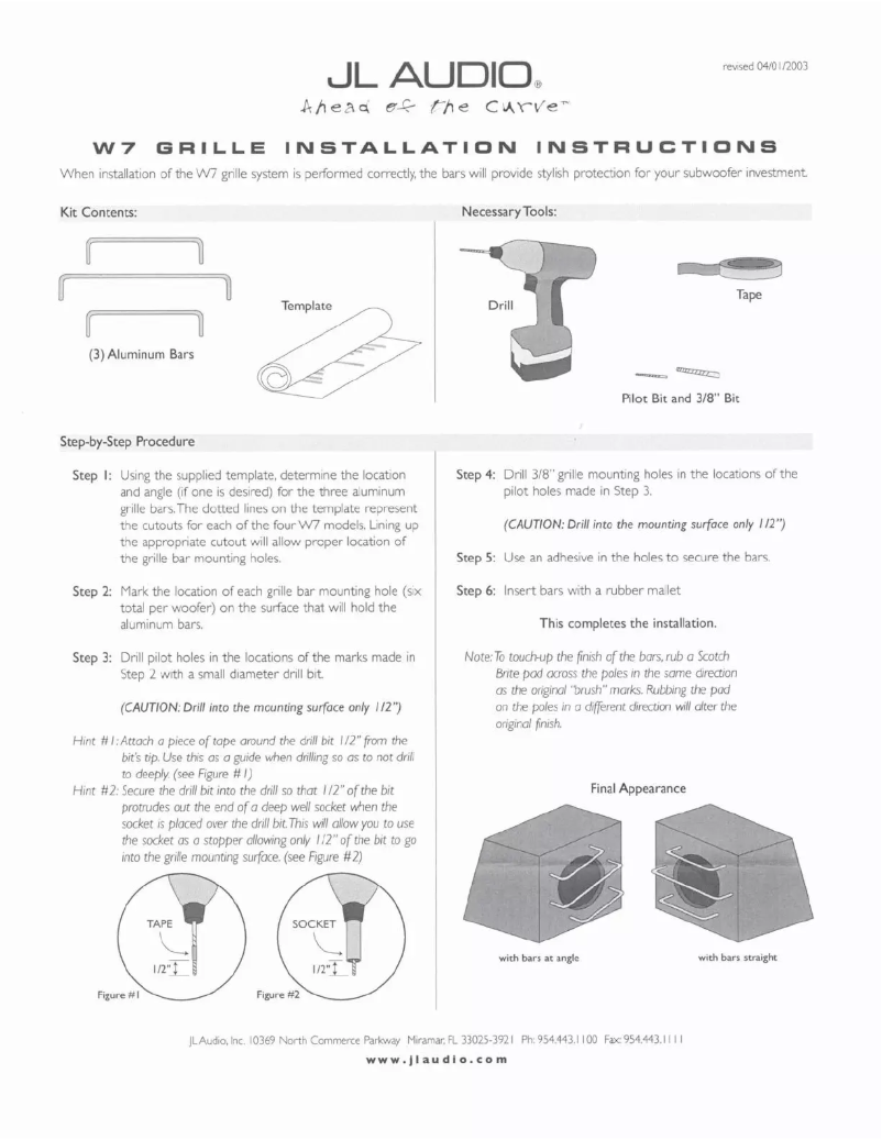 Page 1 de la notice Mode d'emploi JL Audio SGR-8W7-ROD-RP