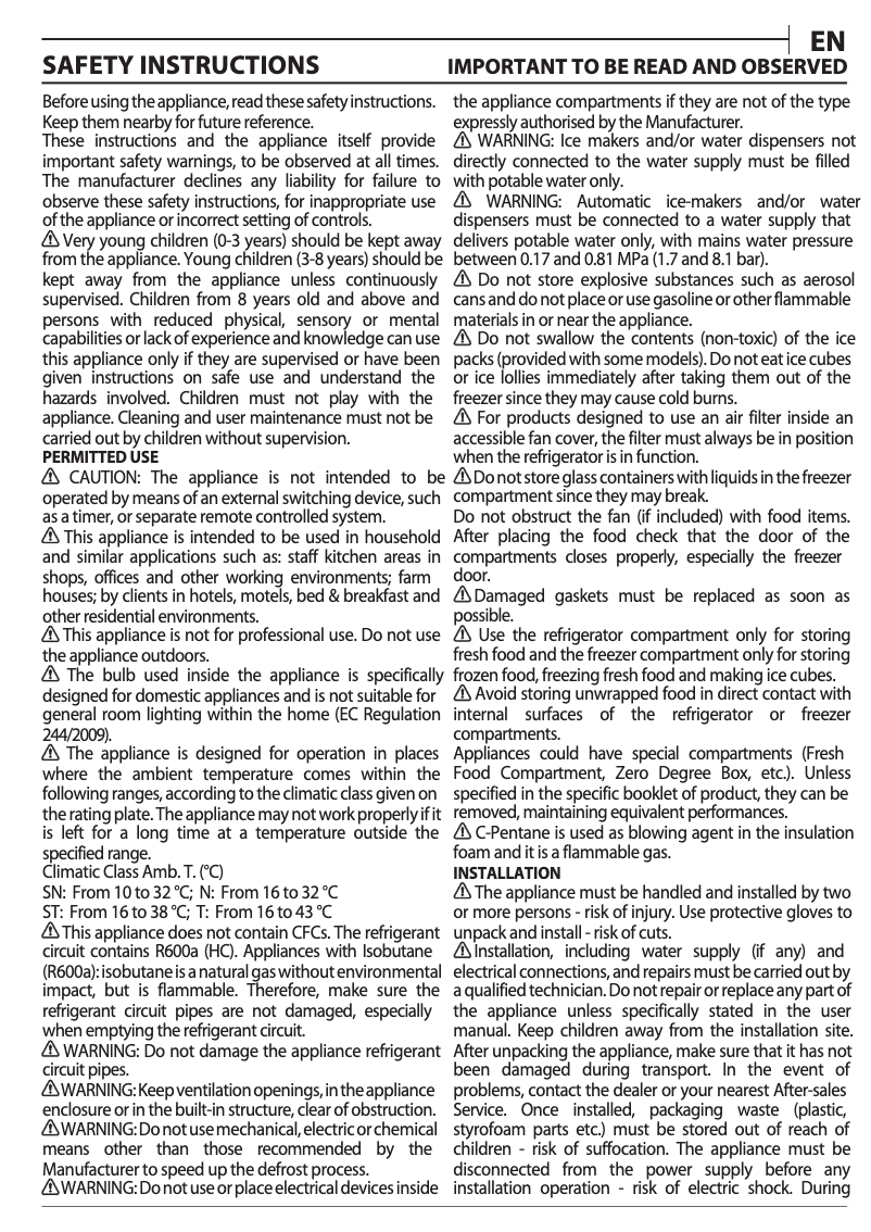 Page 1 de la notice Mode d'emploi Whirlpool SP40 801