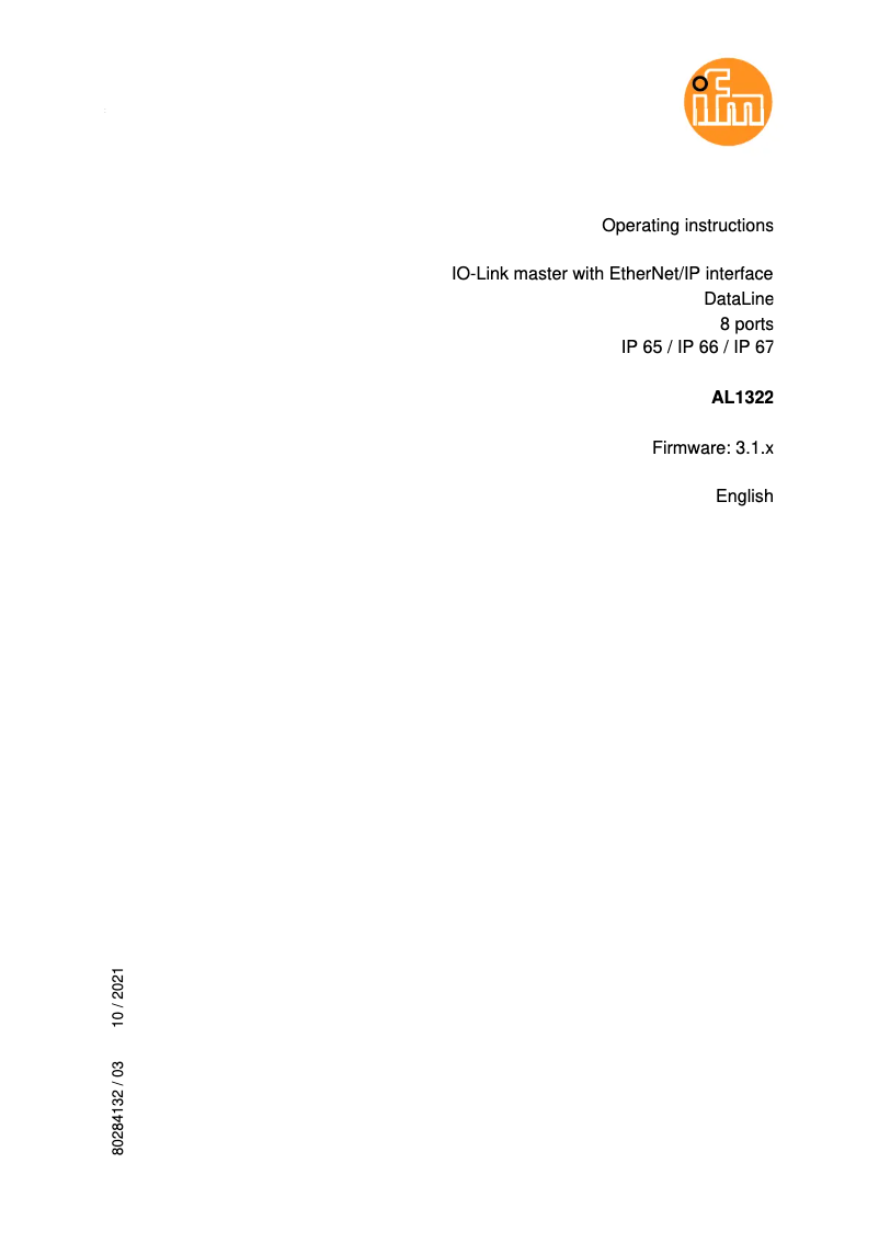 Page 1 de la notice Manuel utilisateur IFM AL1322