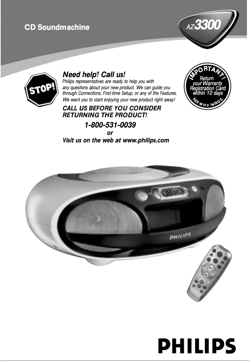 Page 1 de la notice Manuel utilisateur Philips AZ3300