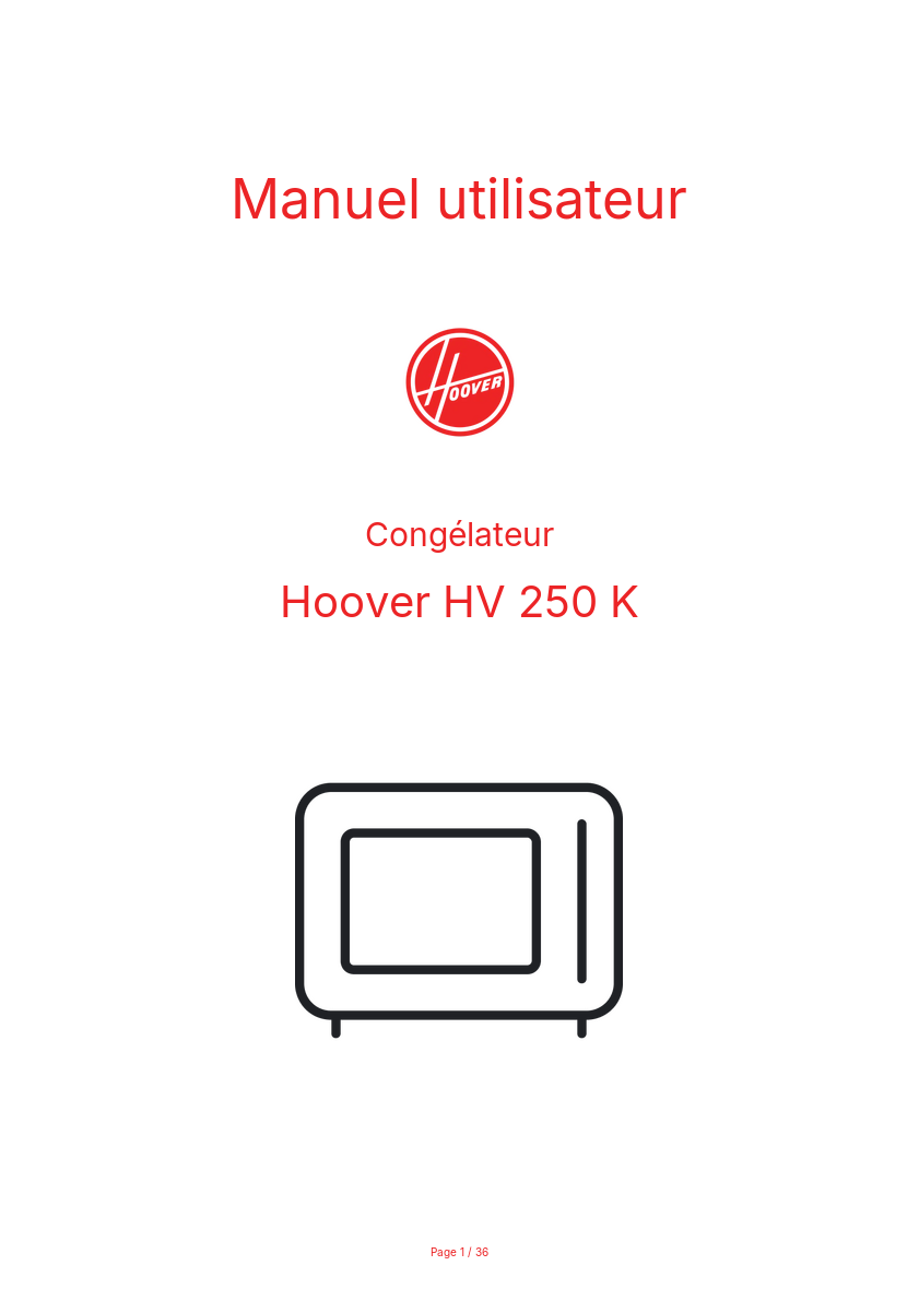 Image de la première page du manuel de l'appareil HV 250 K