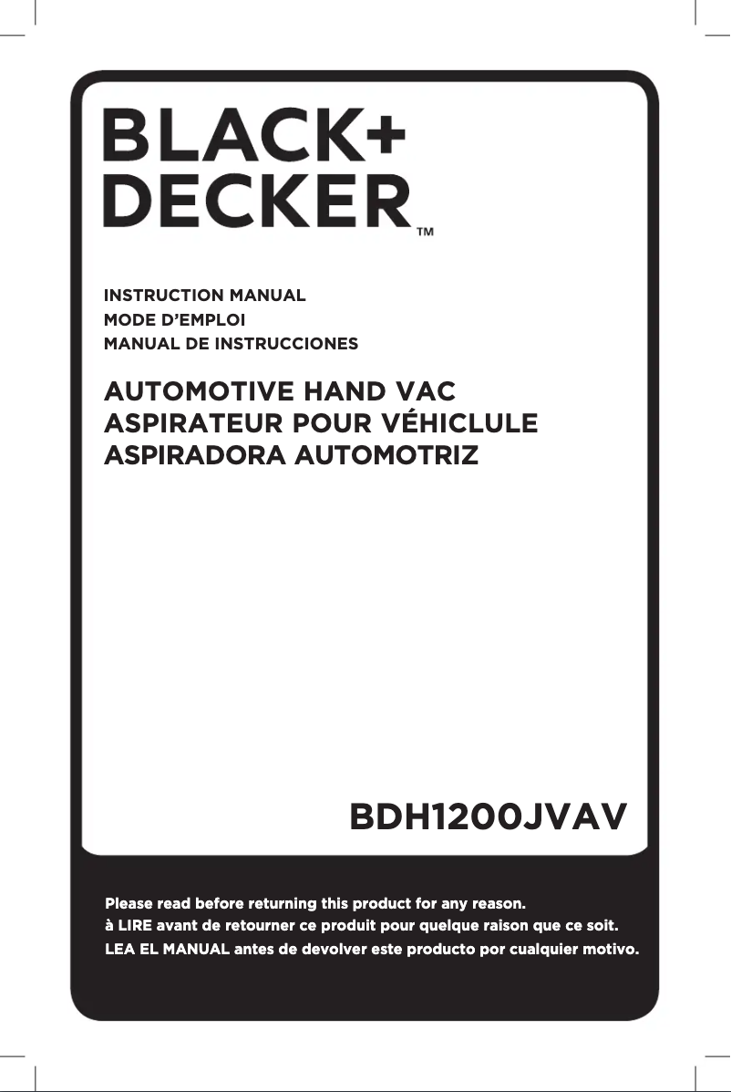 Page n°1 - Manuel utilisateur Black & Decker BDH1200JVAV