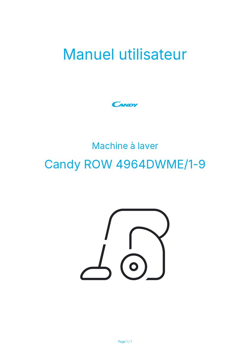 Page n°1 - Manuel utilisateur Candy ROW 4964DWME/1-9