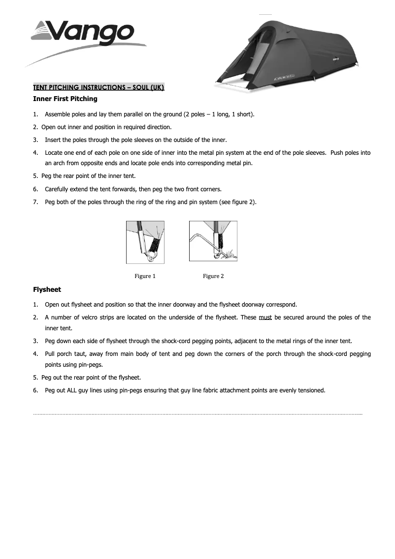 Page 1 de la notice Manuel utilisateur Vango Soul 100
