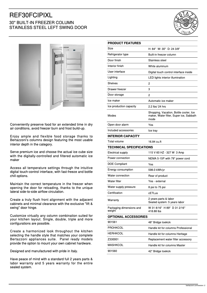 Image de la première page du manuel de l'appareil REF30FCIPIXL