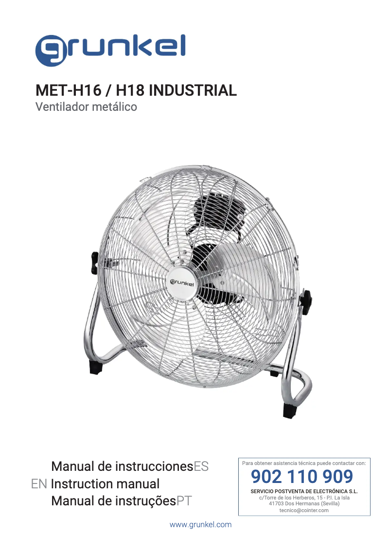 Page 1 de la notice Manuel utilisateur Grunkel MET-H18 Industrial