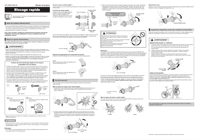 Page n°1 - Manuel utilisateur Shimano WH-R501-A-CL-F