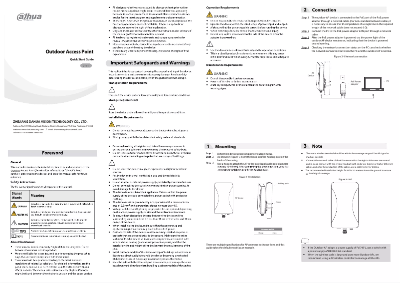 Image de la première page du manuel de l'appareil DH-EAP6218-O