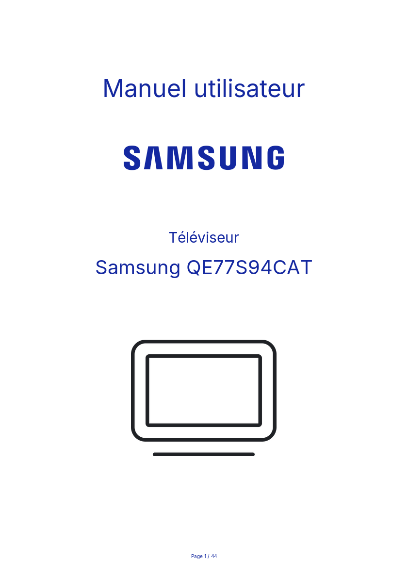 Page n°1 - Manuel utilisateur Samsung QE77S94CAT