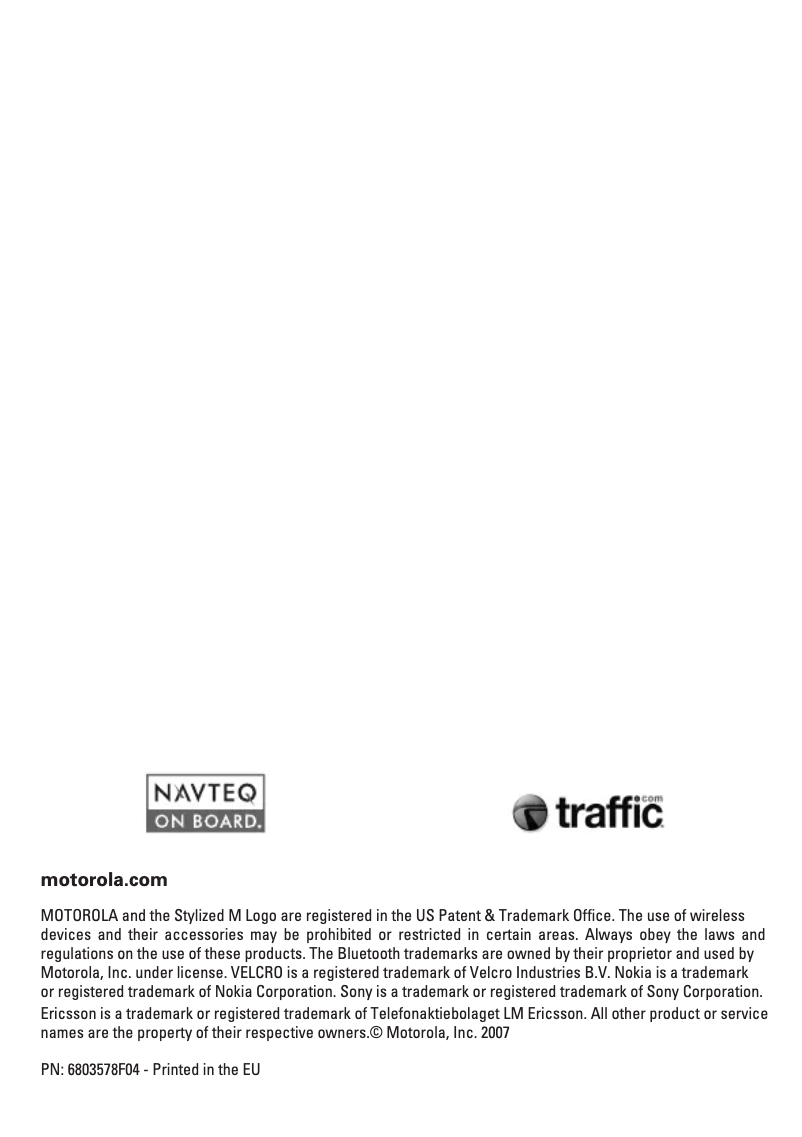 Page 1 de la notice Manuel utilisateur Motorola T800