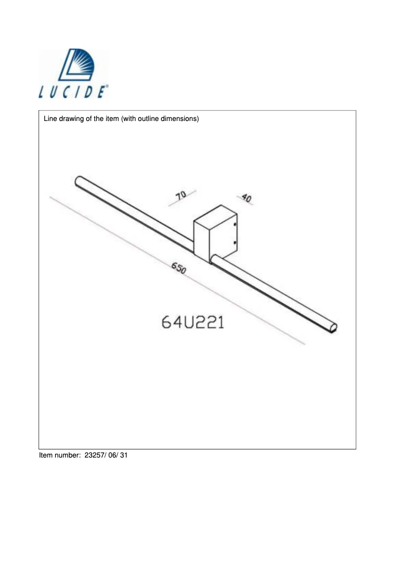 Page 1 de la notice Manuel utilisateur Lucide Sirius