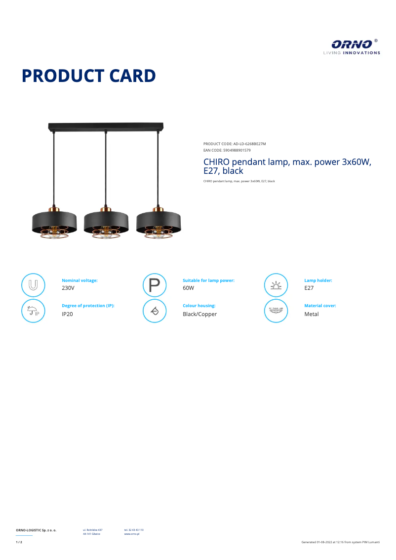 Image de la première page du manuel de l'appareil AD-LD-6268BE27M