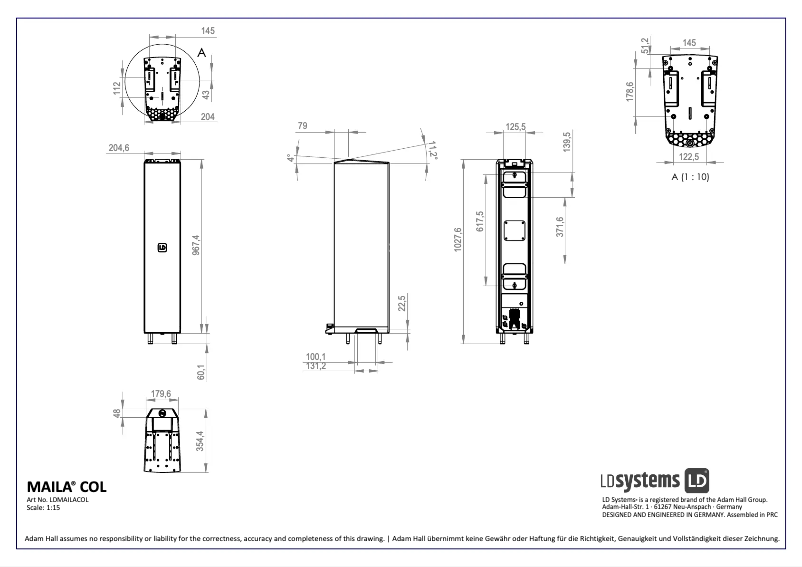 Página 1 del manual Ficha técnica LD Systems MAILA COL