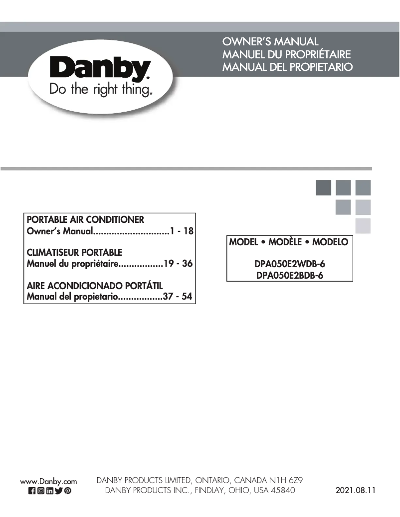 Page 1 de la notice Manuel utilisateur Danby DPA050E2BDB-6