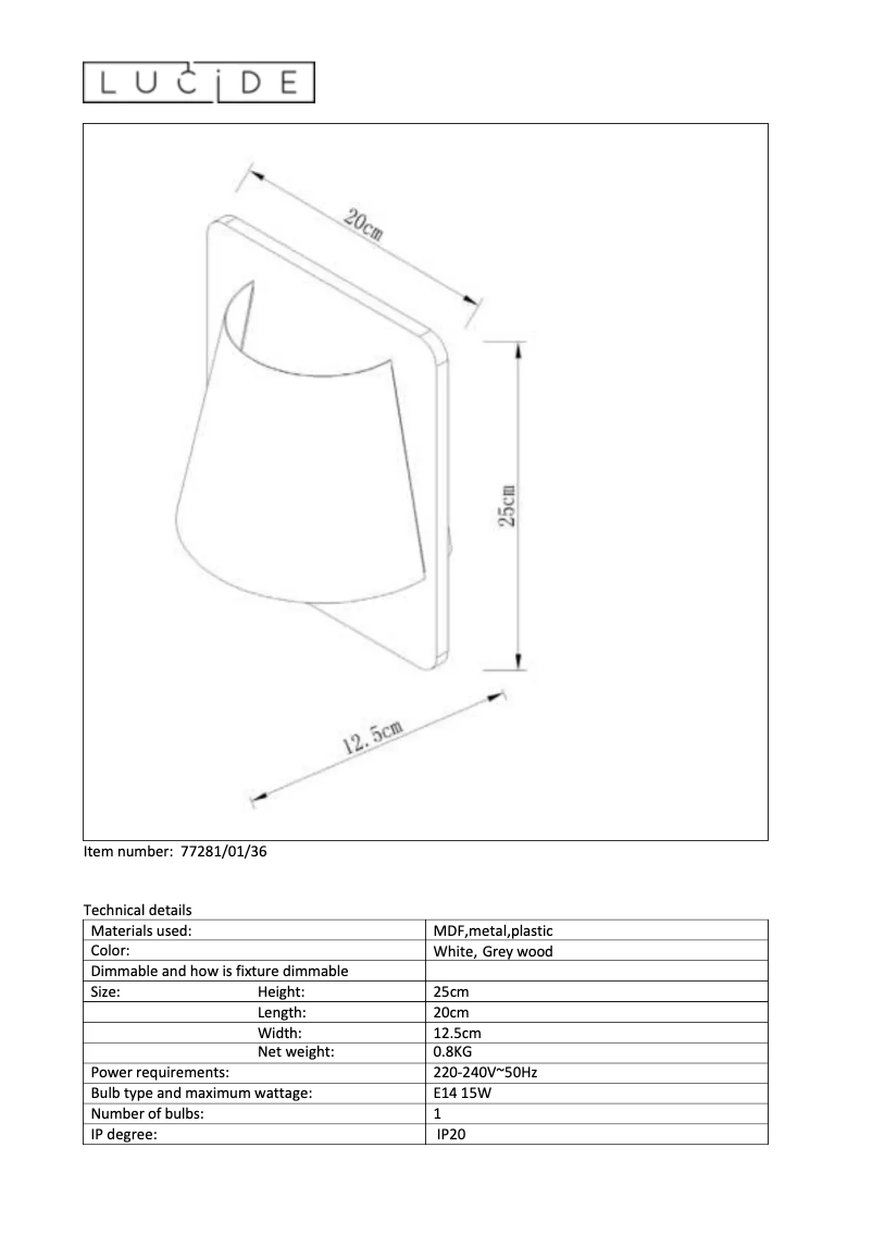 Page n°1 - Manuel utilisateur Lucide Idaho