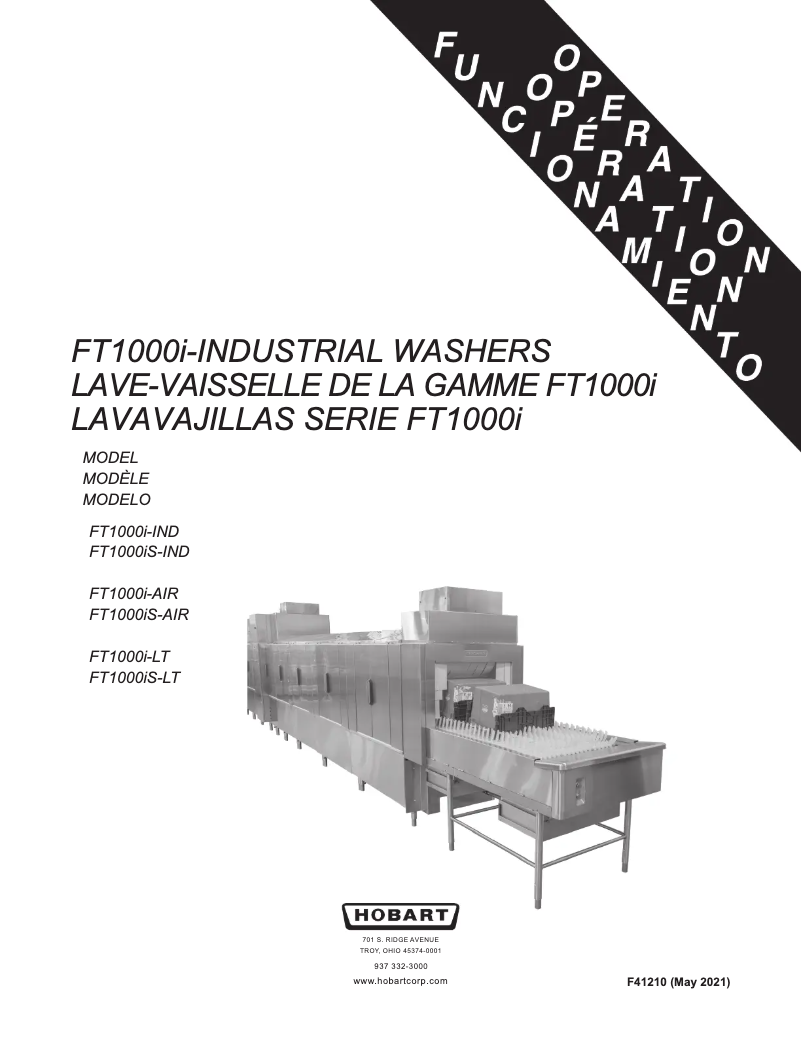 Page 1 de la notice Manuel utilisateur Hobart FT1000i