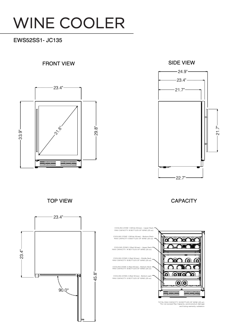 Page 1 de la notice Dessin technique Elica EWS52SS1