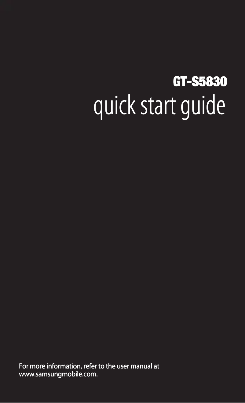 Page n°1 - Guide de démarrage rapide Samsung GT-S5830