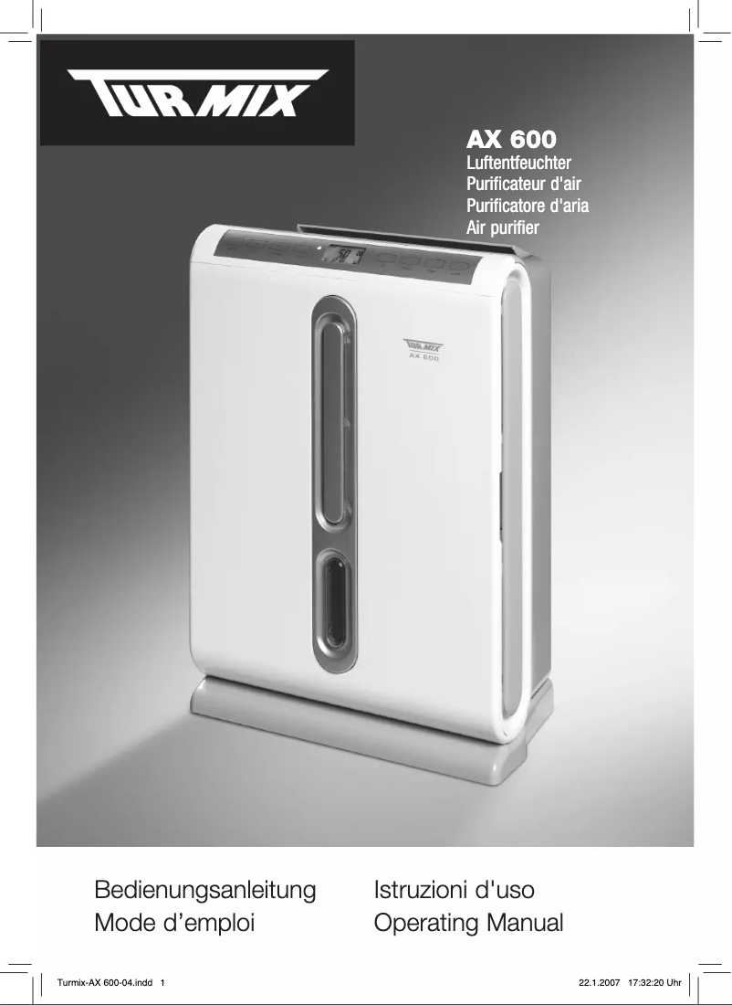 Image de la première page du manuel de l'appareil AX 600