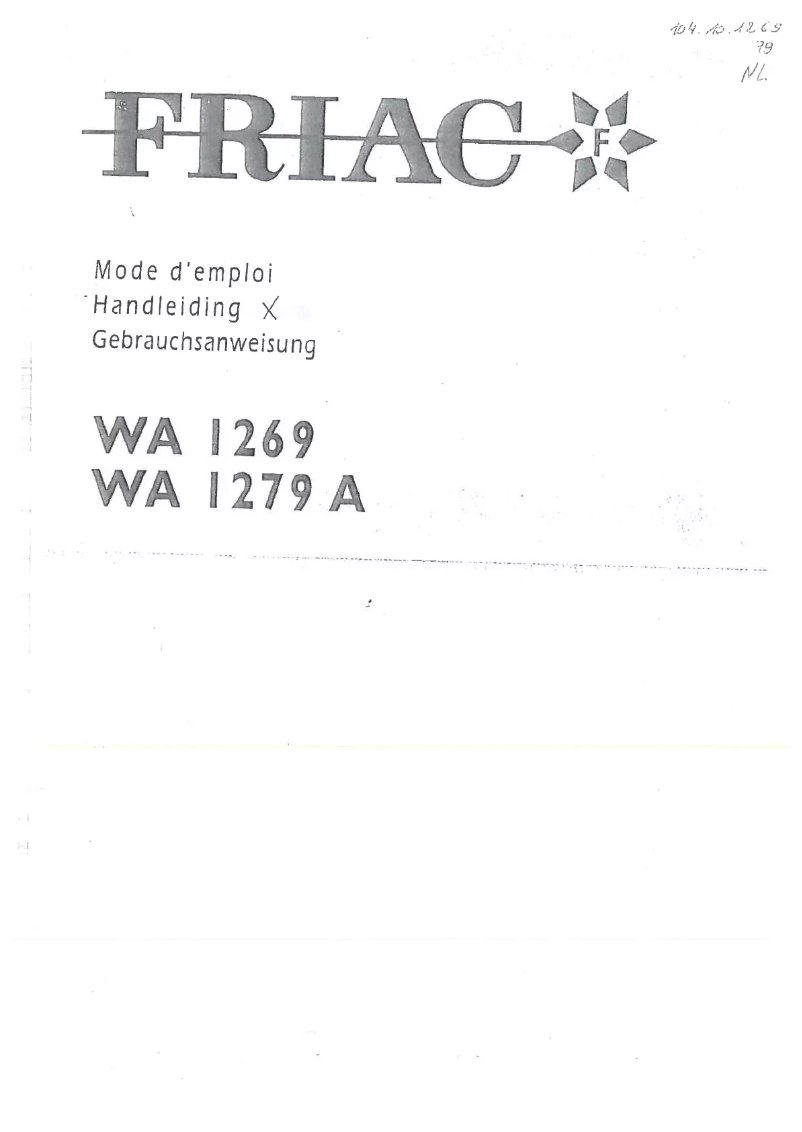 Image de la première page du manuel de l'appareil WA 1269
