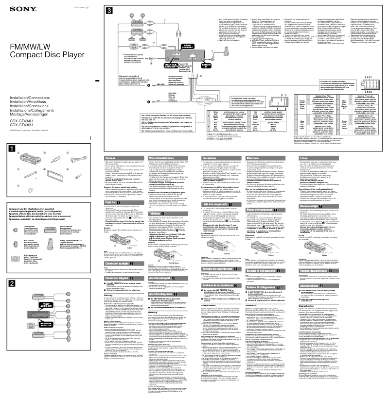 Image de la première page du manuel de l'appareil CDX-GT430U