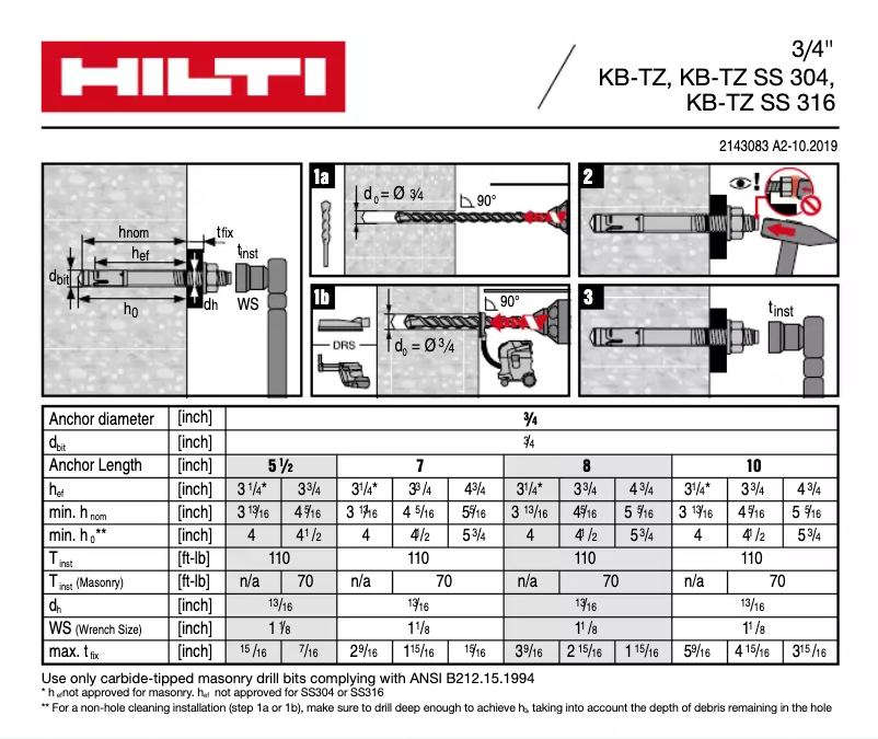 Page n°1 - Manuel utilisateur Hilti KB-TZ