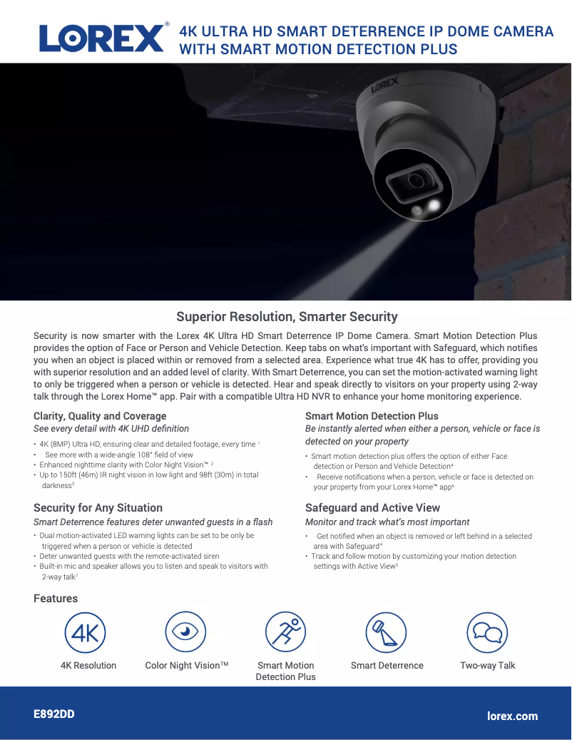 Page n°1 - Fiche technique Lorex E892DD