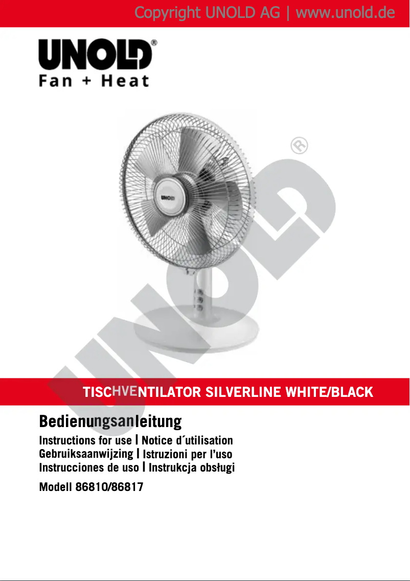 Page 1 de la notice Manuel utilisateur Unold Silverline 86817