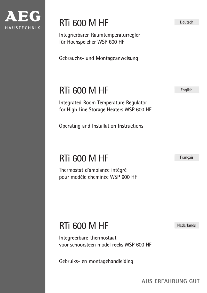 Image de la première page du manuel de l'appareil RTI 600 M HF