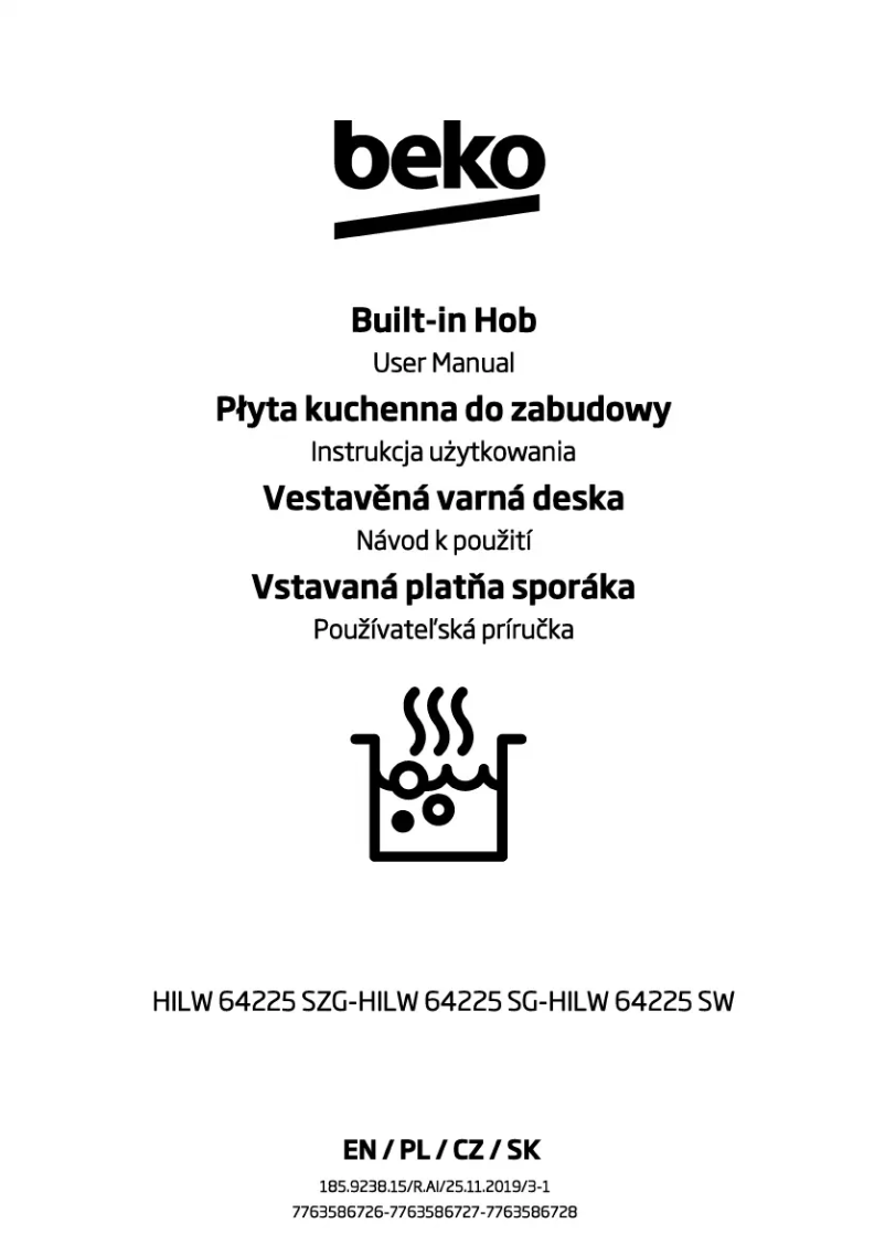 Page 1 de la notice Manuel utilisateur Beko HILW 64225 SG