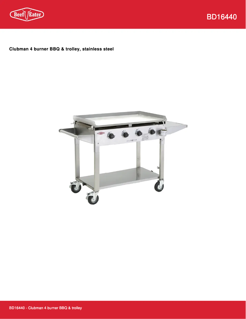 Page 1 de la notice Fiche technique BeefEater BD16440