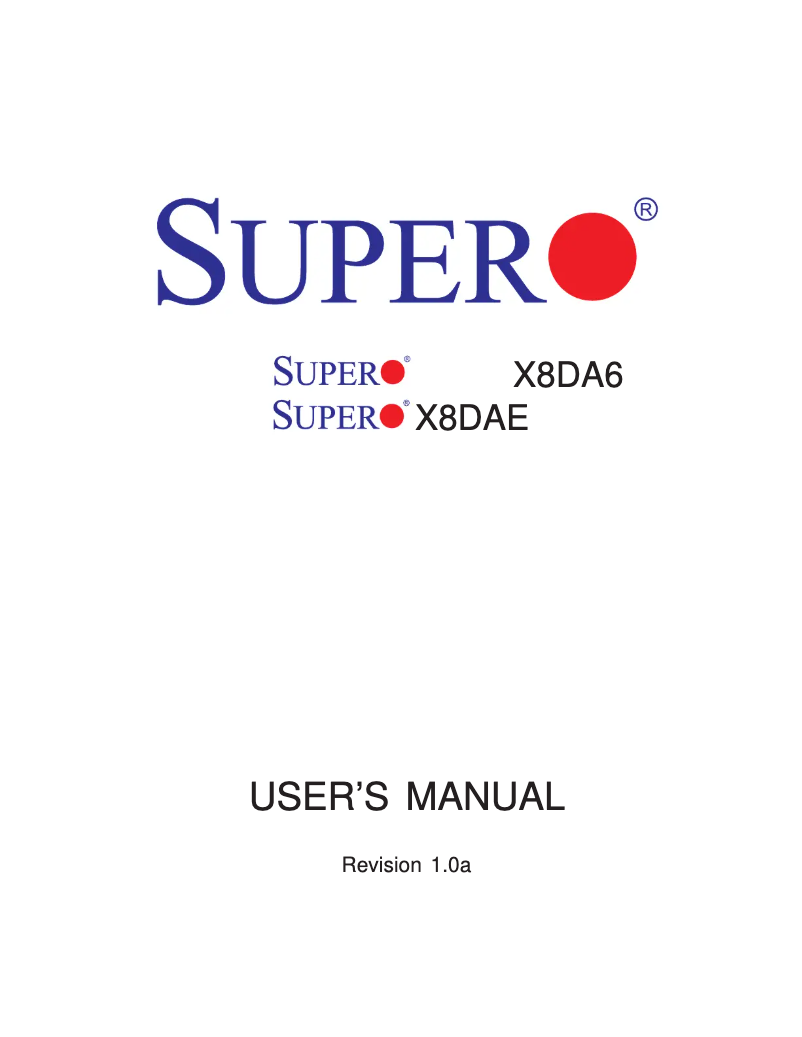 Page 1 de la notice Manuel utilisateur Supermicro X8DA6