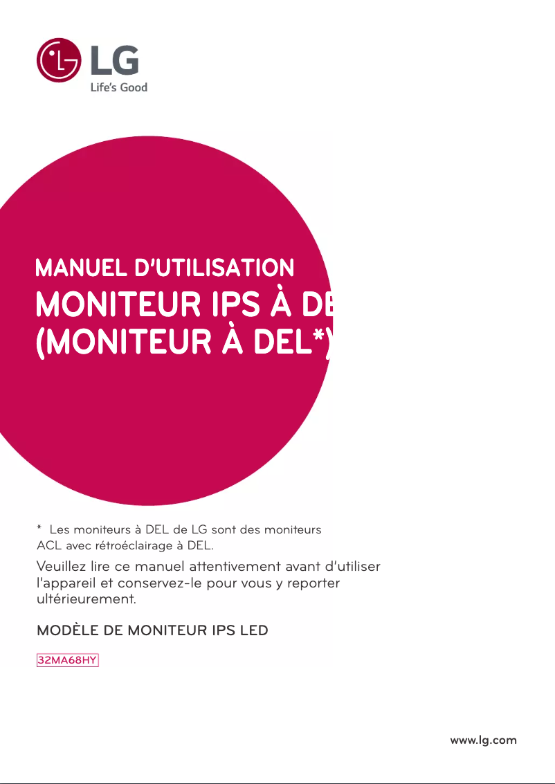 Page 1 de la notice Manuel utilisateur LG 32MA68HY-P