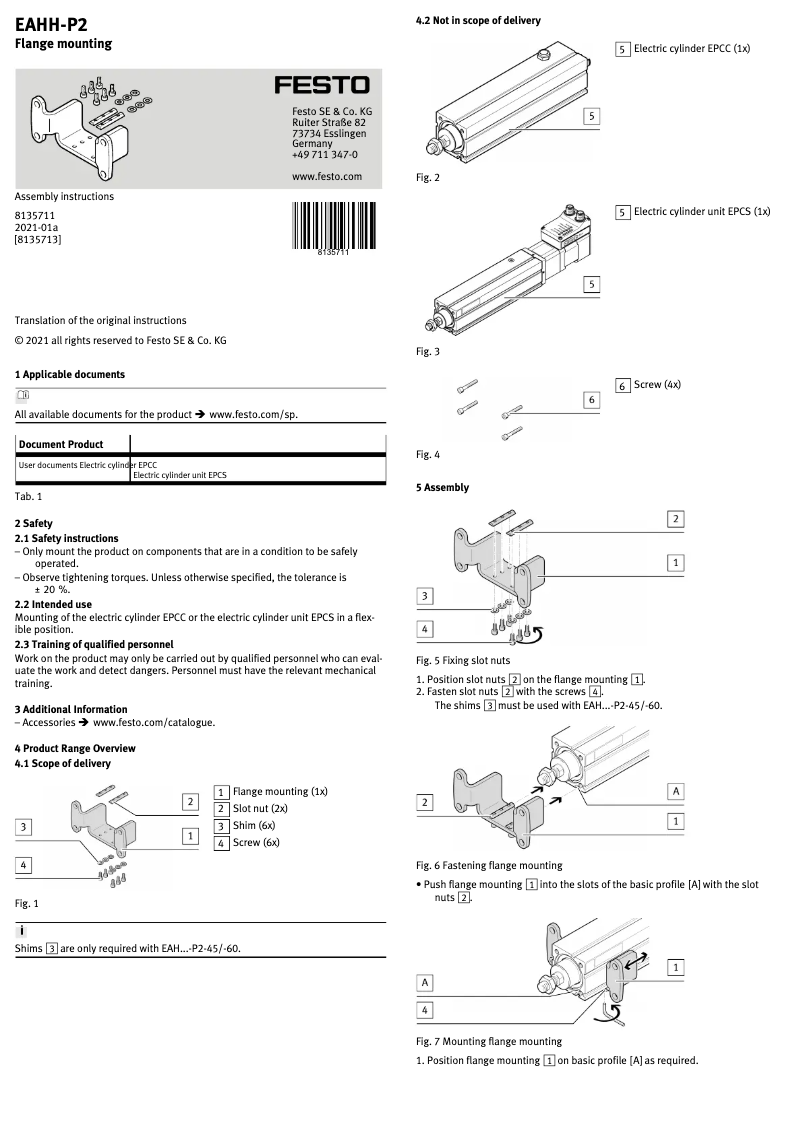 Page 1 de la notice Manuel utilisateur Festo EAHH-P2-45