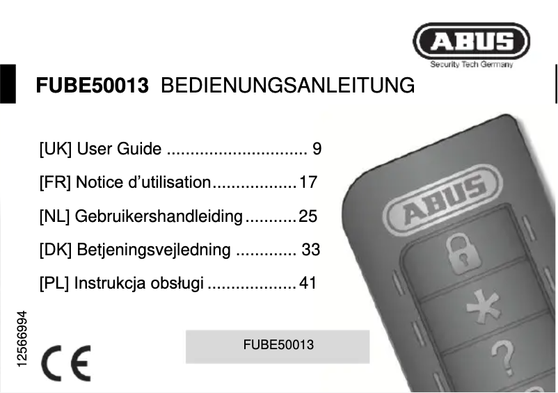 Page n°1 - Manuel utilisateur Abus FUBE50013