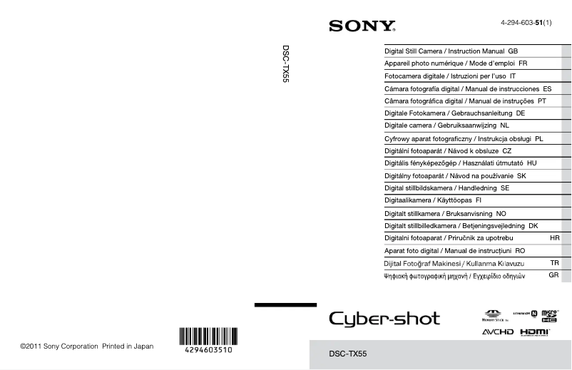 Page 1 de la notice Manuel utilisateur Sony Cybershot DSC-TX55
