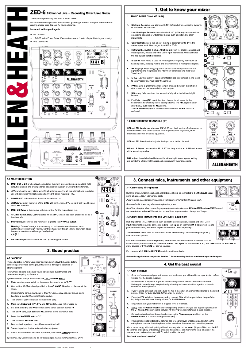 Página 1 del manual Manual de usuario Allen & Heath ZED-6