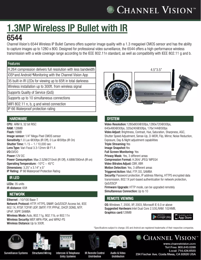 Page 1 de la notice Manuel utilisateur Channel Vision 6544