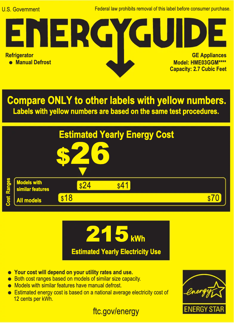 Página 1 del manual Etiqueta energética GE HME03GGMWW