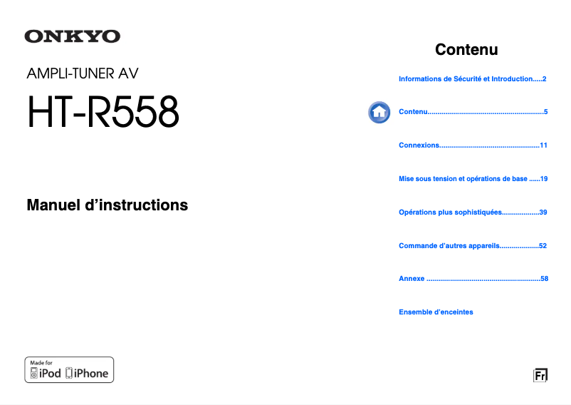 Image de la première page du manuel de l'appareil HT-R558
