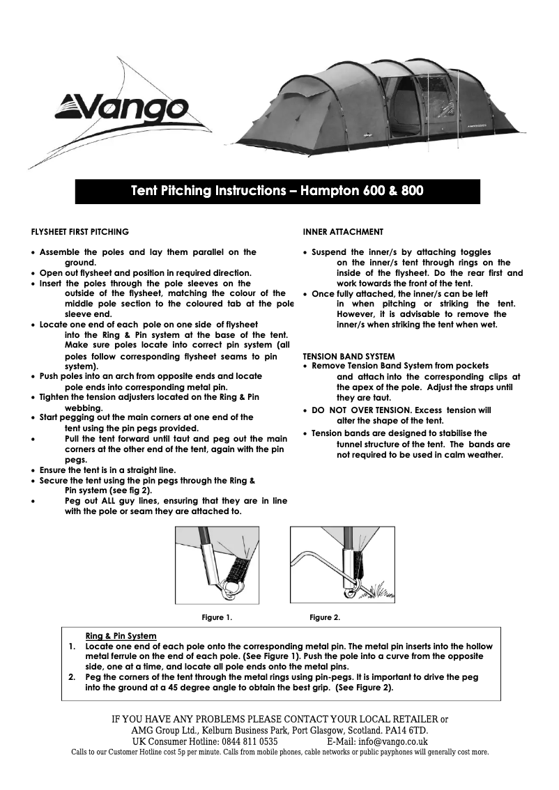 Page n°1 - Manuel utilisateur Vango Hampton 800