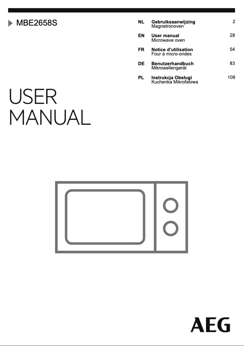 Page n°1 - Manuel utilisateur AEG MBE2658S-M