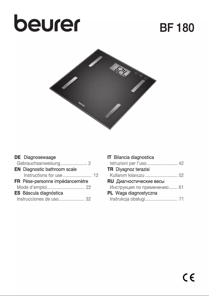 Image de la première page du manuel de l'appareil BF 180