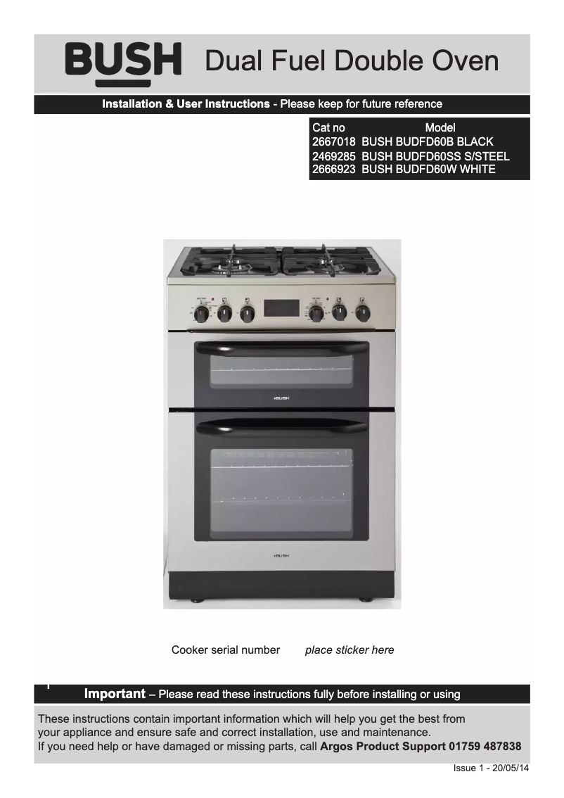 Image de la première page du manuel de l'appareil BUDFD60SS